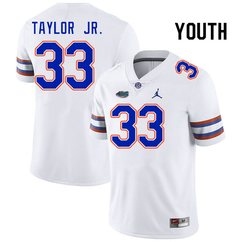 Youth #33 Brien Taylor Jr. Florida Gators College Football Jerseys Stitched-White